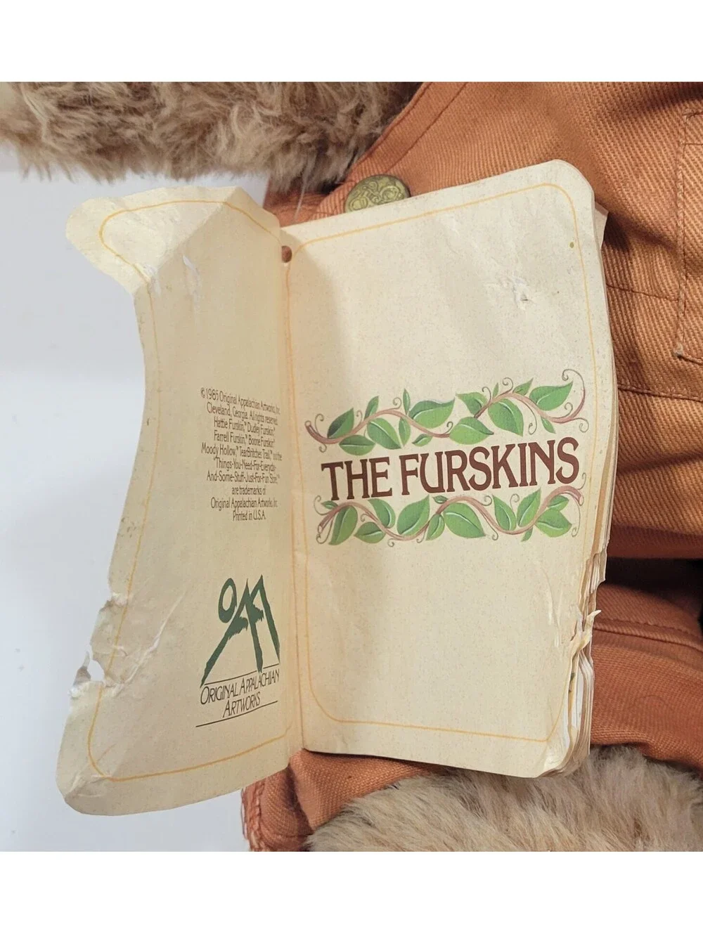 Vtg Furskins Dudley Teddy Bear 20